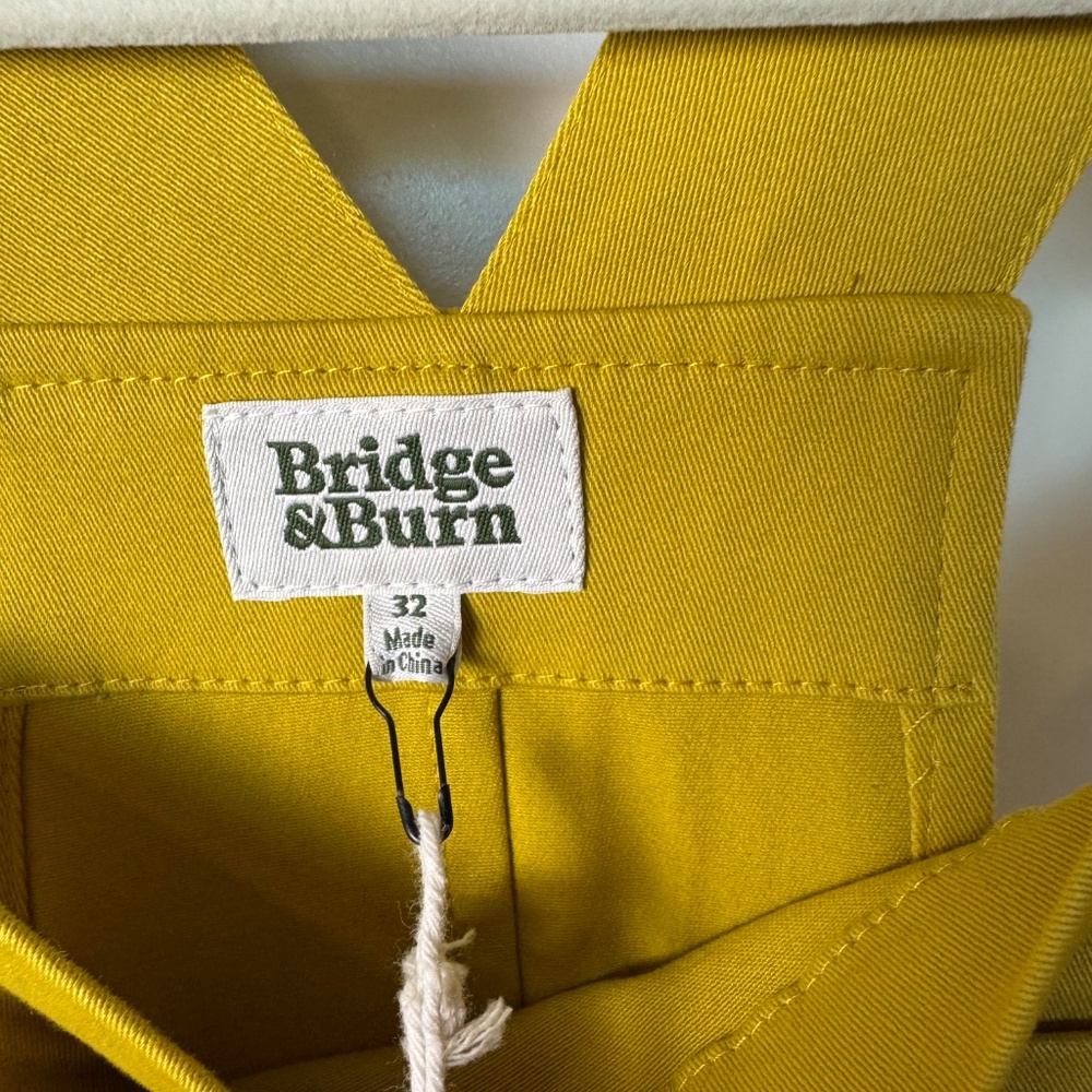 NWT -Yellow- Bridge & Burn Wide Leg Cropped Overalls - Picture 7 of 13
